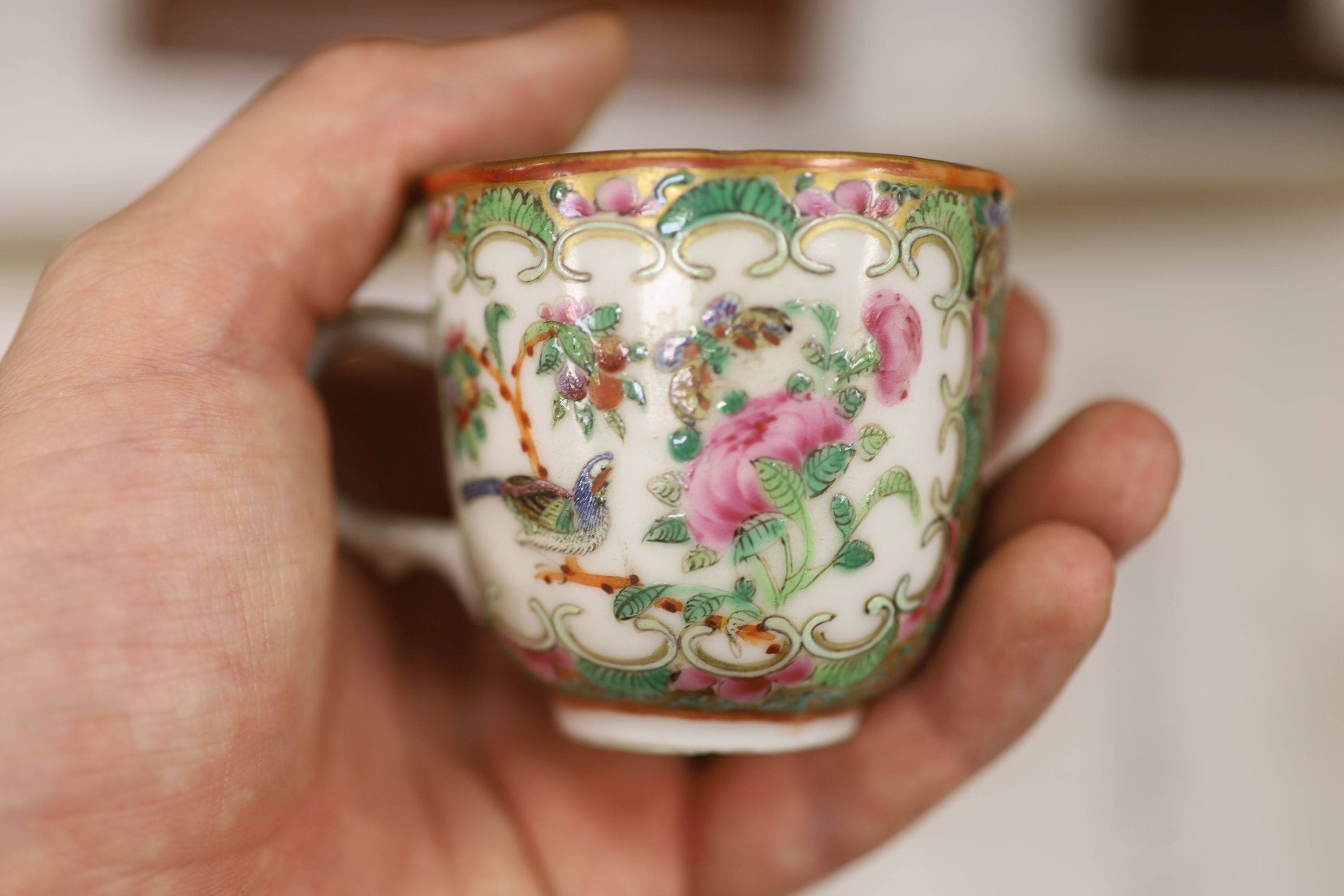 A 19th century Chinese famille rose five piece porcelain tea set